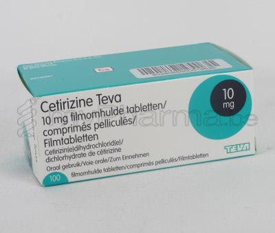 CETIRIZINE TEVA 10 MG 100 TABL  (geneesmiddel)